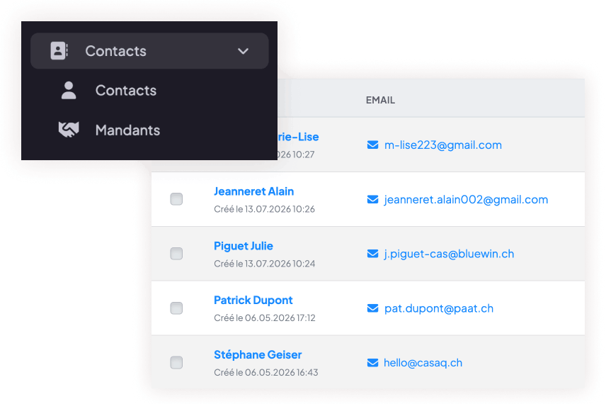 Gestion des contacts, mandants et propriétaires